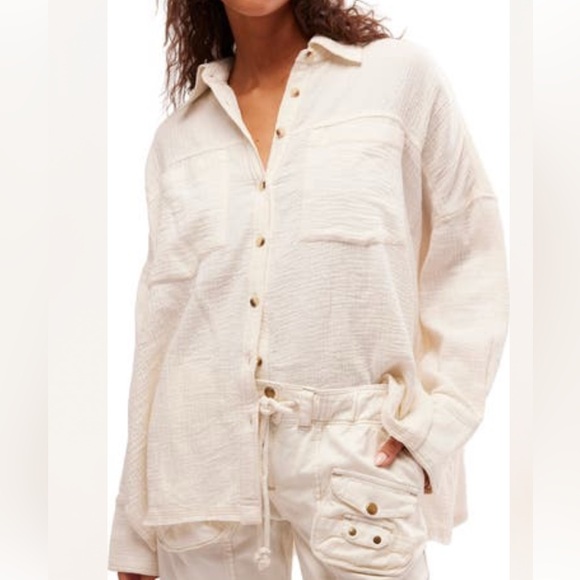 💲final! Free People "We the Free" Cardiff Button Up Shirt - Picture 3 of 6